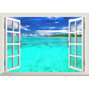 【窓仕様】爽快なターコイズブルーの海景色 ウィディ諸島 インドネシア 壁紙ポスター A1版 830mmx585mm はがせるシール式 M001MA1