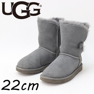 ◆UGG アグ 5803 BAILEY BUTTON ベイリーボタン シープスキン ムートン ブーツ グレー 22cm