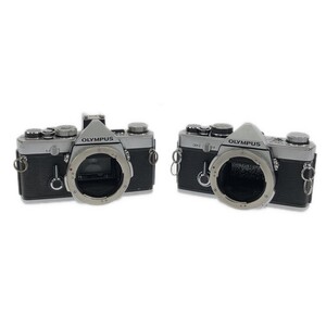 【ジャンク品 2点まとめ】OLYMPUS OM-1 OM-2 オリンパス MF一眼レフ フィルムカメラ シルバー ボディのみ OMマウント ミラーアップ C4354