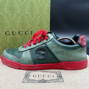 1円 【美品】 GUCCI グッチ 【圧倒的高級感】 インターロッキング パイソン メンズ ローカット スニーカー シューズ 靴 27.5cm相当