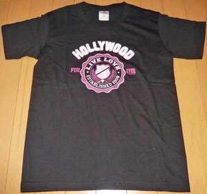 アメリカ◆ロサンゼルス土産☆HOLLYWOOD★ロゴ入り☆Tシャツ【新品・未使用】黒＆ピンクロゴ　☆送料185円　ハリウッド