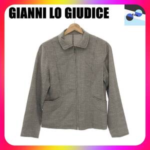 GIANNI LO GIUDICE ジャンニロジュディチェ アウター ジャケット シャツ襟 長袖 ジップ レディース グレー 36 麻