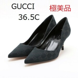 【36 1/2C】GUCCI グッチ パンプス GGキャンバス ブラック ハイヒール