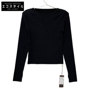 FOXEY フォクシー 44644 Evelyn Top ブラック コットン×ナイロン ボートネックニットソー ブラック 38 トップス シルク レディース 中古