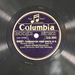 S169/SP盤/英Columbia/レナー弦楽四重奏団/シューベルト:メヌエット/楽興の時 第3番/DB290