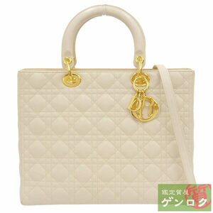 【中古】Dior ディオール レディディオール ショルダーバッグ トートバッグ 2WAYバッグ アイボリー レザー レディース【質屋】