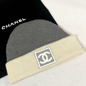 ［希少］シャネル　CHANEL　スポーツライン　ビーニー　ニット帽　ウール　シルク　カシミヤ