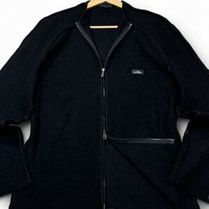 美品/ XXLサイズ EMPORIO ARMANI エンポリオアルマーニ ブルゾン ジャケット ダブルジップ レザー切替 ウール 極暖 イーグルロゴ 