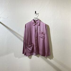 vintage euro cotton rayon print pajama shirt ヨーロッパ古着 ビンテージ 長袖シャツ コットンレーヨン柄パジャマシャツ 70s 80s