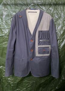 AW2003 NEWYORKINDUSTRIE BY KOSTAS MURKUDIS COLLARLESS JACKET ニューヨークインダストリー コスタスムルクディス ジャケット