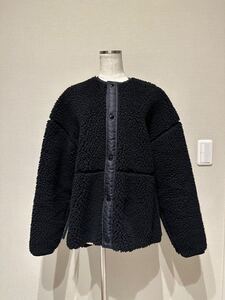 着用数回 美品 HYKE ハイク FAUX SHEARLING JACKET ボアジャケット フェイクムートンコート 2 ブラック 