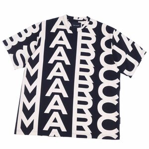 美品 マークジェイコブス MARC JACOBS Tシャツ カットソー 総柄 ショートスリーブ トップス メンズ S ブラック/ホワイト cf04mt-rm11e27175