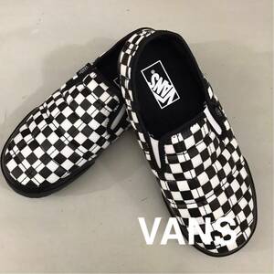 【新品未使用】バンズ VANS スリッポン 靴 キルティング ブロックチェック OFF THE WALL ローカット LOW ブラック ホワイト 黒白 25cm @★