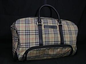 1円 ■美品■ BURBERRY GOLF バーバリー ゴルフ ノバチェック ナイロンキャンバス ハンドバッグ ボストンバッグ グリーン系 AX7875