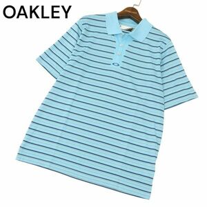 OAKLEY オークリー 春夏 ロゴ刺繍★ 半袖 マルチ ボーダー ポロシャツ Sz.M　メンズ ゴルフ　C4T03713_4#A