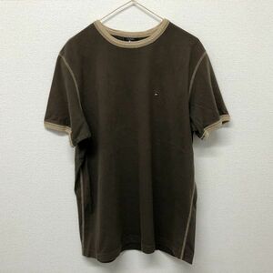 【古着一点物!】(No.752)トミー ヒルフィガー（TOMMY HILFIGER）メンズTシャツ(サイズ：M)ミニマムロゴが可愛い、厚手茶