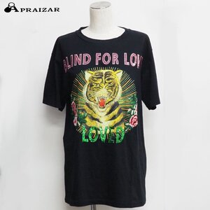 レターパックOK GUCCI グッチ Blind for Love タイガー トラ 虎 Tシャツ コットン スパンコール Tシャツ 半袖 ブラック系 XS [67872]