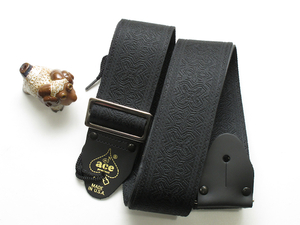 [新品] ACEギターストラップ ACE-15 GREENWICH BLACK ACE VINTAGE REISSUE Guitat Straps