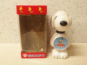 1240301s【スヌーピー 目覚まし時計】PEANUTS/SNOOPY/置時計/レトロ/通電OK/箱付/H30cm程/中古品