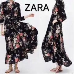 美品♪ZARA★和風花柄ロングワンピース