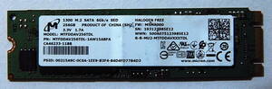 M.2 SSD 2280 SATA 256GB Micron 使用時間 579時間 動作確認済み 送料無料