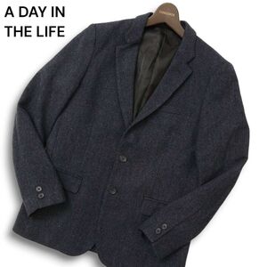 A DAY IN THE LIFE ユナイテッドアローズ 秋冬★ ウール ツイード テーラード ジャケット Sz.M メンズ ネイビー　C4T09744_A#N