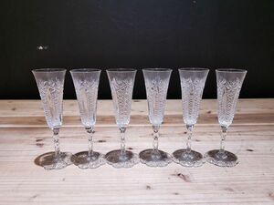 【陵】r72ha40r　Baccarat カットグラス ワイングラス 6客　・食器・　検索) クリスタルガラス　バカラ　マッセナ　ローハン　パルメ