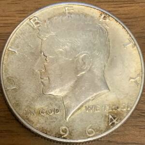 アメリカ ケネディ ハーフダラー銀貨 1964年 50セント銀貨 シルバー900 レトロ コイン 美品 メ254