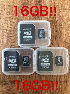 microSDカード 16GB［3枚セット] (SDカードとしても使用可能!)