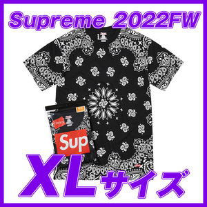 1771 Supreme Hanes Bandana Tagless Tees(Black)2Pack XL / シュプリーム　ヘインズ　　バンダナ　タグレス　Tee　XLサイズ 2022FW