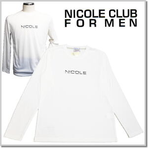 ニコルクラブフォーメン NICOLE CLUB FOR MEN ロゴ刺繍長袖Tシャツ 4464-9100-09(WHITE)-48(L) ロンT カットソー