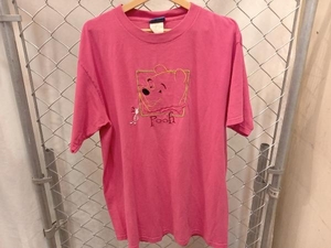Pooh Disney PINK プーさん ディズニー キャラクターTee 半袖Tシャツ 古着 ピンク サイズXL 店舗受取可