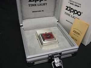 1円■不動品■美品■ ZIPPO ジッポー 2003年製 SS タイムライト 時計付き 高級ライター オイルライター クォーツ 生活防水 時計 AY4107