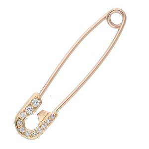 クロムハーツ Chrome Hearts 22K SAFETY PIN S P/DMND/22Kスモールセーフティピン SMALL PAVEダイヤ/ゴールドネックレストップ 中古 SJ02