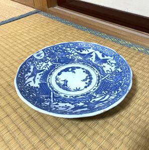 明治 大正 古伊万里 染付 焼物皿 銘々皿 懐石 茶道具 和食器 時代物 伊万里焼 古陶磁器 骨董品 有田 九谷 大きめ