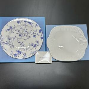 【MYT-0611.1-11】1円スタート WEDGWOOD NANTUCKET 横幅約26.5㎝/BLUE PLUM 横幅約27㎝ 2枚セット 食器 インテリア 箱付 長期保管品 現状品