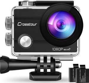 新品・CT7000】Crosstour アクションカメラ Wi-Fi搭載 1080P フルHD 高画質 1400万画素 30M防水 水中カメラ ループ録画 170度広角レンズ