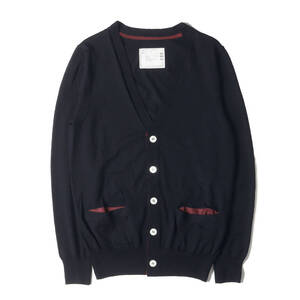 Sacai サカイ カーディガン サイズ:1 ハイゲージ ニット Vネック カーディガン (Plain cardigan 12-00285M) ネイビー 日本製