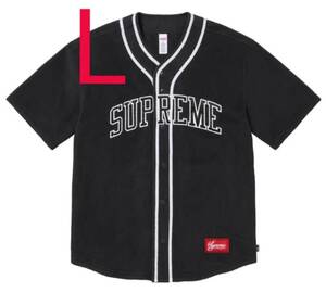 即発送 24FW Supreme Polartec Baseball Jersey Black L シュプリーム ポーラテック ベースボール ジャージ シャツ フリース 黒 メンズ