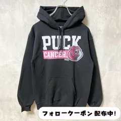 古着 used　BARDOWN　長袖プリントパーカー　フード　スウェット　黒　ブラック　PUCK CANCER