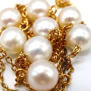 1円〜!!大特価!!良品!!TASAKI(田崎真珠)▼K18 本真珠ステーションネックレス▼J 約5.2g 約42.0cm プリンセス pearl necklace CA0/CA0.S173