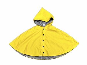 PETIT BATEAU[プチバトー]レインポンチョ イエロー/黄色 キッズ 子ども カッパ 雨具 中古美品