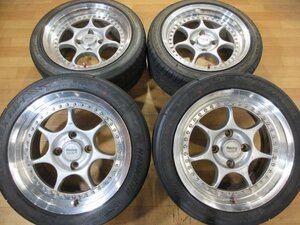 ENKEI エンケイ レーシングS ホイールタイヤ 4本 4H-114.3 16インチ 7J+32 205/45ZR16 8J+32 215/45R16 ドリフト S13 C33 180SX A31 R31 他