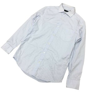 ★B-251 Paul Smith ポールスミス ストライプ 長袖 ポケット シャツ ビジネス スーツ トップス size S ブルー メンズ