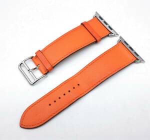 HERMES エルメス applewatch アップルウォッチ用 替えベルト 45ｍｍ シェーブル レザー オレンジ #Y刻印