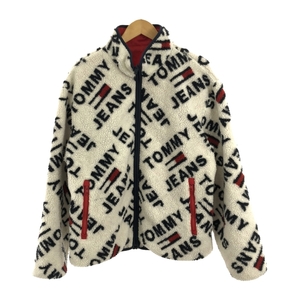 【中古】TOMMY HILFIGER 総柄 リバーシブル ボアジャケット L TOMMY JEANS トミージーンズ レッド [240019439954]