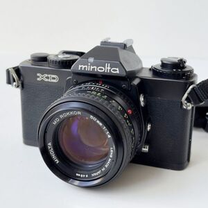 ◆ minolta ミノルタ XD ブラック ボディ MD ROKKOR 50mm 1:1.4 レンズ セット MF 一眼レフ フィルムカメラ