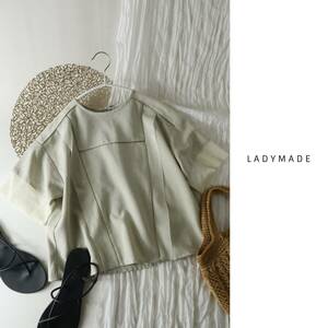 1.6万☆超美品☆レディメイド LADYMADE☆洗える ラッセルレースブロッキングブラウス 日本製☆M-B 2673