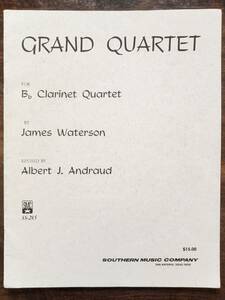 送料無料 クラリネット4重奏楽譜 ジェイムズ・ウォーターソン:グランド・カルテット 試聴可 フルスコアのみ