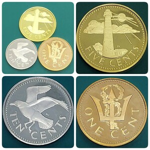 【60208】未使用品　バルバドス　1973年　10セント　5セント　1セント　おまとめ3点　世界コイン　硬貨　貨幣
